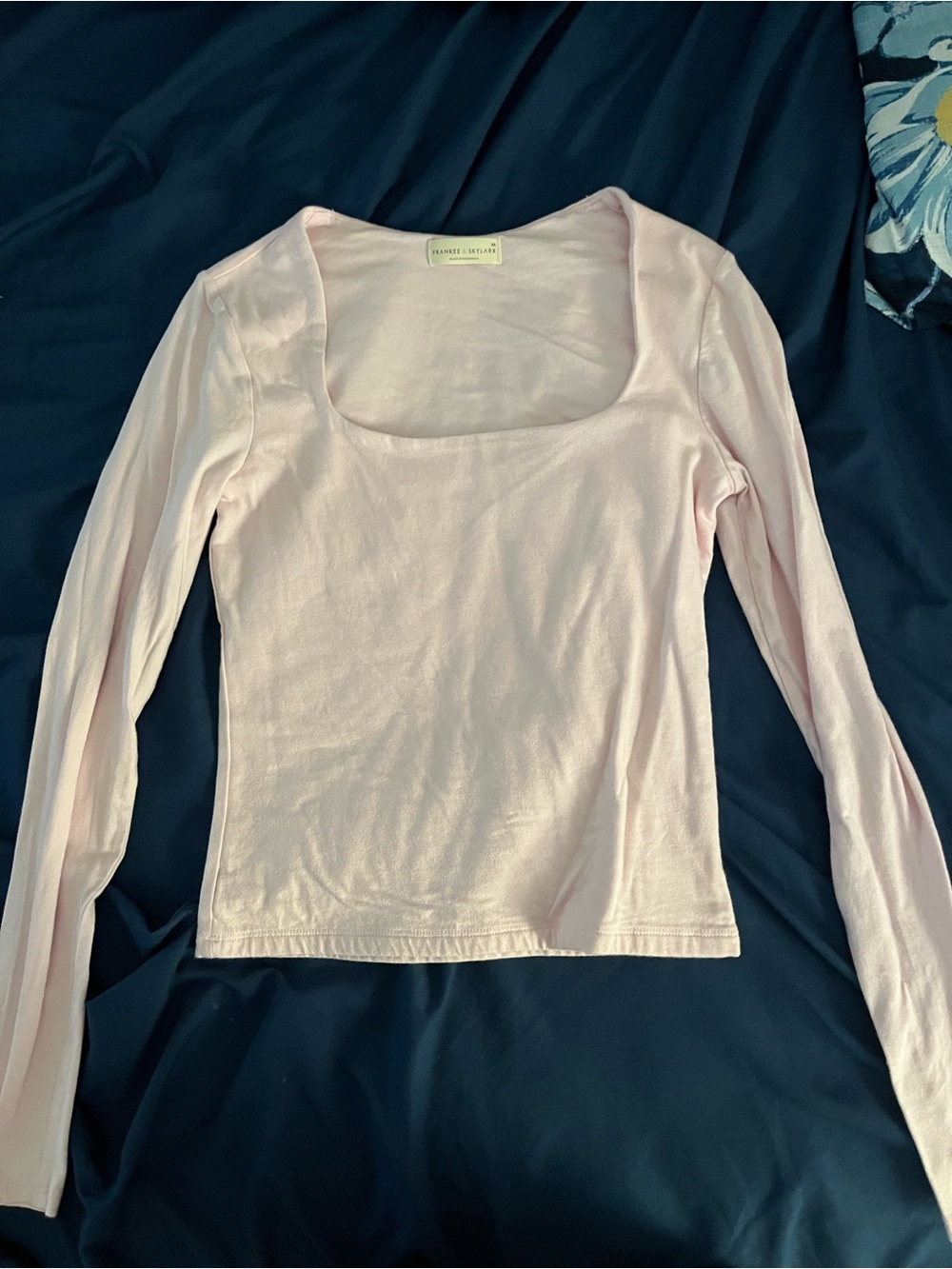 Women's Light Pink Long Sleeve Scoop Neck Top